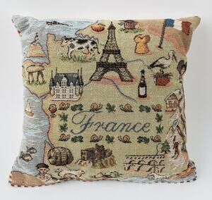 Goblys Tapestry Pillow Small 8" France Scenery Beach Mountains Bridge Flag Boats